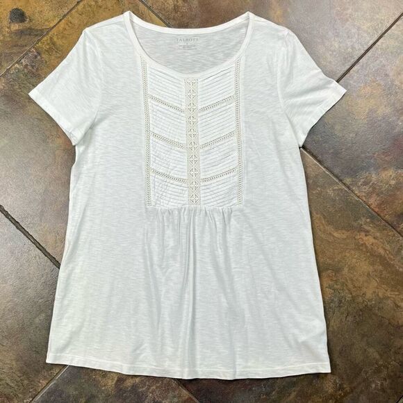 Talbots White Embroidered T-Shirt Medium - Picture 4 of 10